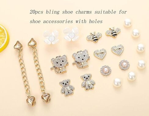 Bling Shoe Charms for Women,Gold Jewelry Shoe Accessories for Girly,Shoe Accessories With Holes,Sneakers and Socks Charms in Saudi Arabia