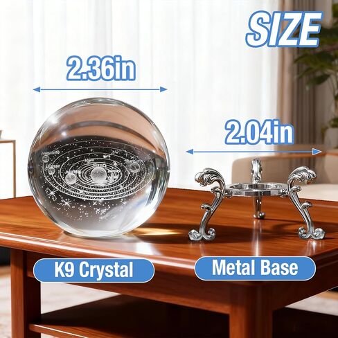 3D Solar System Crystal Ball with Stand 60mm Laser Engraved Glass Sphere Planet Model Decor Space Universe Gifts for Astronomy Lovers in Saudi Arabia