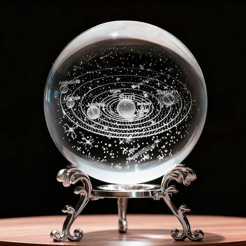 3D Solar System Crystal Ball with Stand 60mm Laser Engraved Glass Sphere Planet Model Decor Space Universe Gifts for Astronomy Lovers in Saudi Arabia