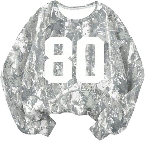 OYOANGLE Girl's Number Camo Print Jersey Sweatshirts Long Sleeve Loose Pullover Top Streetwear in Saudi Arabia