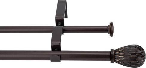 5/8" Double Curtain Rod with Brun Finials,Bronze Gold,28‘’-48‘’ in Saudi Arabia