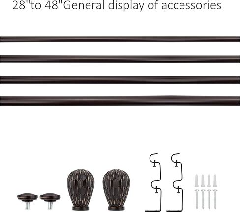5/8" Double Curtain Rod with Brun Finials,Bronze Gold,28‘’-48‘’ in Saudi Arabia