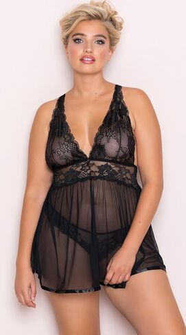 Open Back Lingerie Sleepwear Lace Babydoll Sleepwear Plus Size in Saudi Arabia
