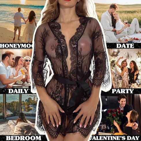 Lingerie for Women Sexy Lingerie and Panty Sets Robes 2 PCS Lace Sexy Pajama Sleepwear Nightgowns Outfits for Women in Saudi Arabia