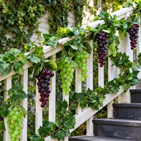 6Pc Assorted Colour Artificial Grapes Rubber Grape Bundles Decor Fake Fruits Hanging Grapes Bunches for Home Kitchen Party Wedding Wine Décor Photography Decoration(2Colors,4Size in Saudi Arabia