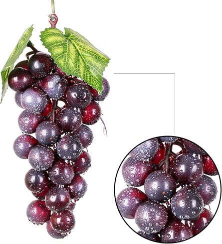 6Pc Assorted Colour Artificial Grapes Rubber Grape Bundles Decor Fake Fruits Hanging Grapes Bunches for Home Kitchen Party Wedding Wine Décor Photography Decoration(2Colors,4Size in Saudi Arabia