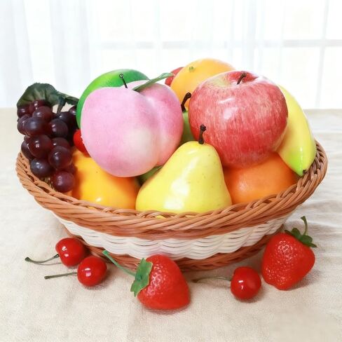 مجموعة فواكه صناعية من الفوم مكونة من 20 قطعة، تفاح مزيف وبرتقال وعنب وموز لقطعة مركزية لطاولة الطعام، ديكور المطبخ، عرض المتجر، دعامات التصوير الفوتوغرافي، عرض داخلي in Kuwait