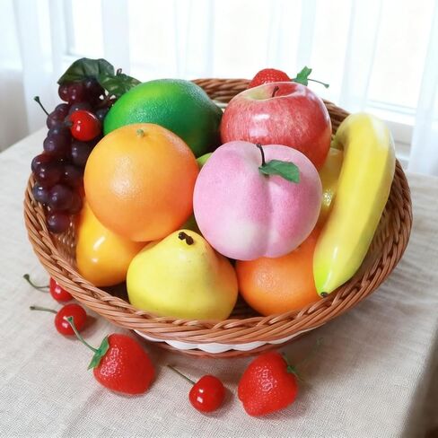 مجموعة فواكه صناعية من الفوم مكونة من 20 قطعة، تفاح مزيف وبرتقال وعنب وموز لقطعة مركزية لطاولة الطعام، ديكور المطبخ، عرض المتجر، دعامات التصوير الفوتوغرافي، عرض داخلي in Kuwait