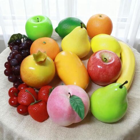 مجموعة فواكه صناعية من الفوم مكونة من 20 قطعة، تفاح مزيف وبرتقال وعنب وموز لقطعة مركزية لطاولة الطعام، ديكور المطبخ، عرض المتجر، دعامات التصوير الفوتوغرافي، عرض داخلي in Kuwait