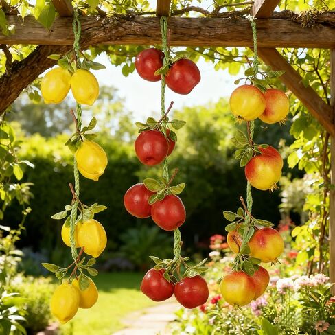 Karida 3 Pcs Sukkot Decoration Fruits Hanging Banner Sukkah Decorations Fruit Garland Artificial Pomegranate Apple Etrog Hanging Ornaments for Sukkot Jewish Holiday Indoor Outdoor Party Supplies in Saudi Arabia