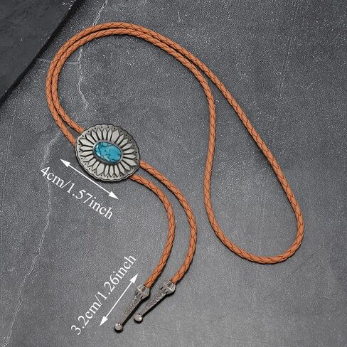 Bolo Tie for Men Western Cowboy Bolo Ties Turquoise Longhorn Horse Elk Leather Necktie Western Cowboy Accessories in Saudi Arabia