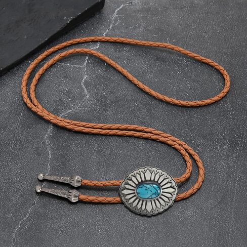 Bolo Tie for Men Western Cowboy Bolo Ties Turquoise Longhorn Horse Elk Leather Necktie Western Cowboy Accessories in Saudi Arabia