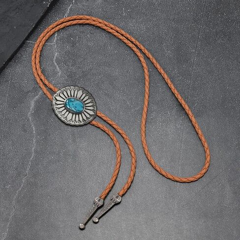 Bolo Tie for Men Western Cowboy Bolo Ties Turquoise Longhorn Horse Elk Leather Necktie Western Cowboy Accessories in Saudi Arabia