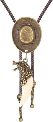 Bolo Tie for Men Western Cowboy Bolo Ties Turquoise Longhorn Horse Elk Leather Necktie Western Cowboy Accessories in Saudi Arabia