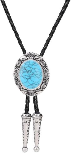 Bolo Tie for Men Western Cowboy Bolo Ties Turquoise Longhorn Horse Elk Leather Necktie Western Cowboy Accessories in Saudi Arabia