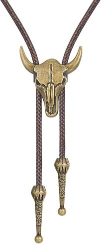 Bolo Tie for Men Western Cowboy Bolo Ties Turquoise Longhorn Horse Elk Leather Necktie Western Cowboy Accessories in Saudi Arabia