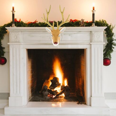 Wakauto Faux Deer Head Wall Decoration: Realistic Simulation Christmas Tree Ornament for Home, Party & Holiday Photo Props - Festive Elk Decor​ in Saudi Arabia