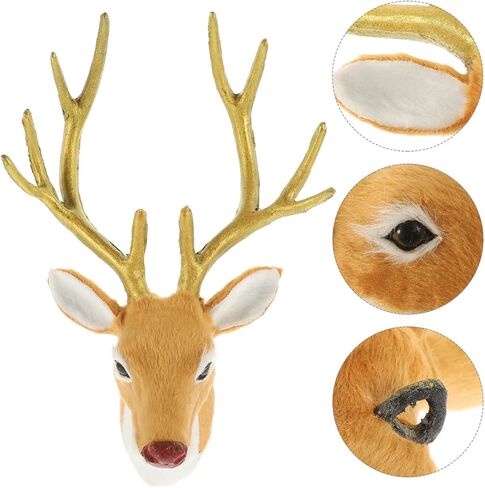 Wakauto Faux Deer Head Wall Decoration: Realistic Simulation Christmas Tree Ornament for Home, Party & Holiday Photo Props - Festive Elk Decor​ in Saudi Arabia
