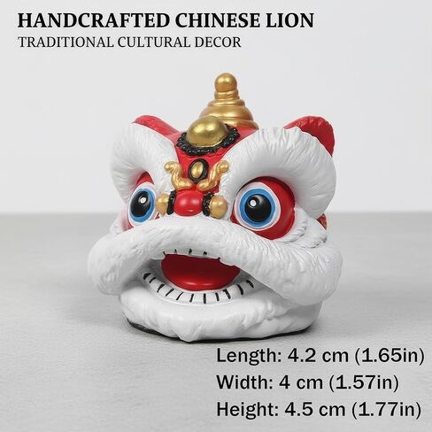Chinese Lion Dance Head Feng Shui Sculpture - Hand-Carved Porcelain Home Office Living Room Decor & Gift (with High-End Box) in Kuwait