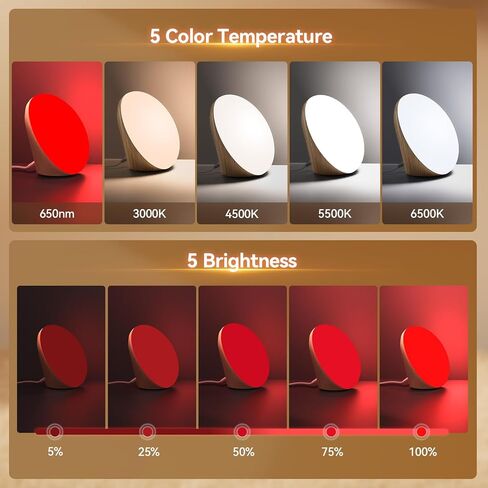 Light Therapy Lamp with 10000 Lux Sun Light & 670nm Red Night Light, Sleep Aid & Mood Boosting Lamp, 5 Color Temperatures, 5 Brightness Levels, 4 Timer Settings, Smart Touch & Remote Control in Saudi Arabia