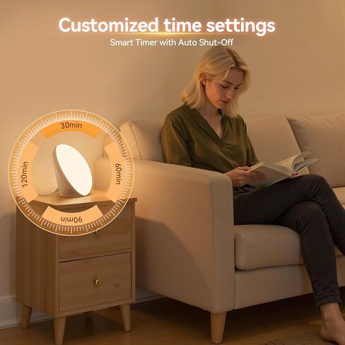 Light Therapy Lamp with 10000 Lux Sun Light & 670nm Red Night Light, Sleep Aid & Mood Boosting Lamp, 5 Color Temperatures, 5 Brightness Levels, 4 Timer Settings, Smart Touch & Remote Control in Saudi Arabia