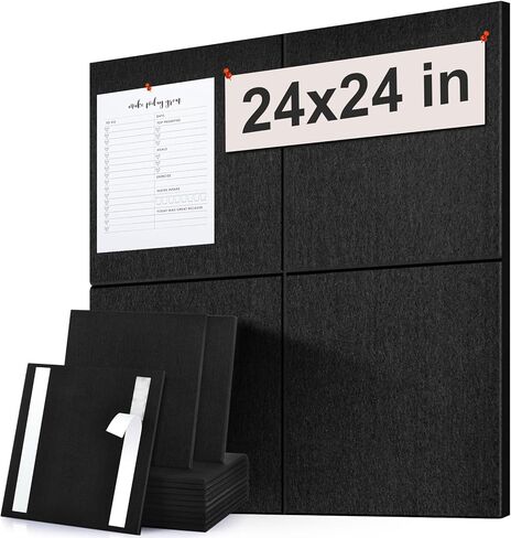 Large Cork Board Subsitute - 36"x24" Bulletin Board - 6 Pack Black Felt Board for Home&Office Wall Decor with Noise Reduction in Kuwait