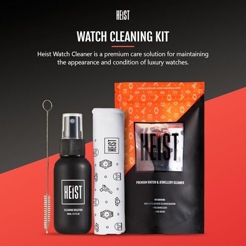 Heist Watch Cleaning Kit, Luxury Cleaner Solution with Microfiber Cleaning-Cloth and Soft Brush, Travel Watch Cleaner-Kit for Stainless Steel, Gold, Ceramic, Rubber, and Leather Watches in Saudi Arabia