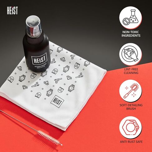 Heist Watch Cleaning Kit, Luxury Cleaner Solution with Microfiber Cleaning-Cloth and Soft Brush, Travel Watch Cleaner-Kit for Stainless Steel, Gold, Ceramic, Rubber, and Leather Watches in Saudi Arabia