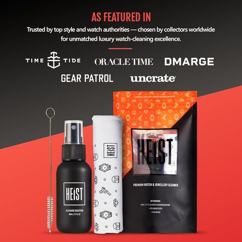 Heist Watch Cleaning Kit, Luxury Cleaner Solution with Microfiber Cleaning-Cloth and Soft Brush, Travel Watch Cleaner-Kit for Stainless Steel, Gold, Ceramic, Rubber, and Leather Watches in Saudi Arabia
