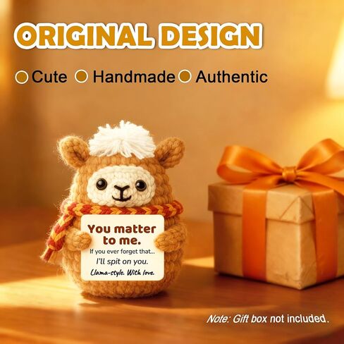 Positive Animals Crochet Llama – Funny Cute Llama Birthday Gift for Best Friend Bestie, Romantic You Matter to Me Gift for Girlfriend Boyfriend, Unique Christmas Stocking Stuffer in Kuwait