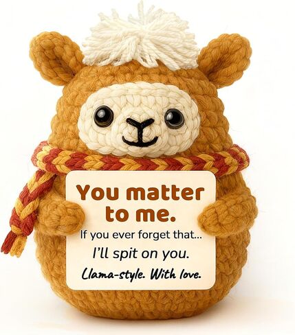 Positive Animals Crochet Llama – Funny Cute Llama Birthday Gift for Best Friend Bestie, Romantic You Matter to Me Gift for Girlfriend Boyfriend, Unique Christmas Stocking Stuffer in Kuwait