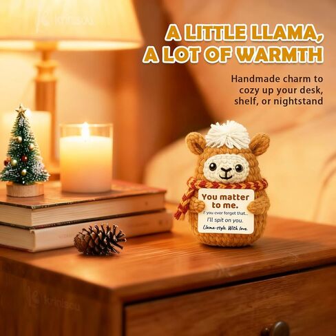 Positive Animals Crochet Llama – Funny Cute Llama Birthday Gift for Best Friend Bestie, Romantic You Matter to Me Gift for Girlfriend Boyfriend, Unique Christmas Stocking Stuffer in Kuwait