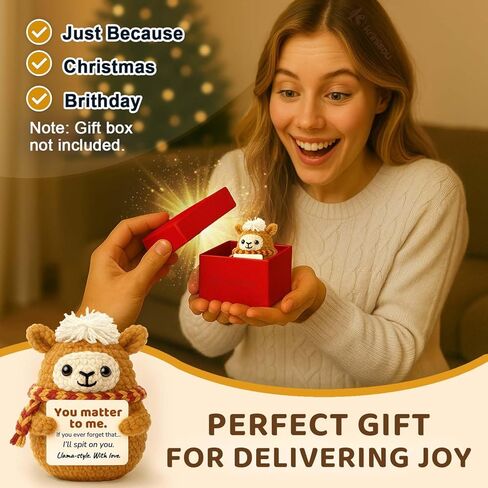 Positive Animals Crochet Llama – Funny Cute Llama Birthday Gift for Best Friend Bestie, Romantic You Matter to Me Gift for Girlfriend Boyfriend, Unique Christmas Stocking Stuffer in Kuwait