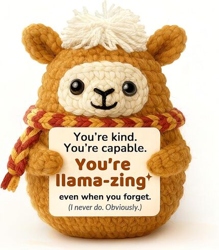 Positive Animals Crochet Llama – Funny Cute Llama Birthday Gift for Best Friend Bestie, Romantic You Matter to Me Gift for Girlfriend Boyfriend, Unique Christmas Stocking Stuffer in Kuwait