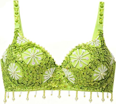ROYAL SMEELA Women Sequin Bra Beaded Top Sparkle Flower Tops Push-Up Bras for Performers Stage Rave Costume in Saudi Arabia
