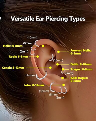 5 Pairs Small Huggie Hoop Earrings for Women, Stainless Steel Lightweight Hypoallergenic Silver/Gold Earrings for Sensitive Ears, Stackable Cartilage Hoop, Minimalist Everyday Jewelry (6/8/10/12/14mm) in Saudi Arabia