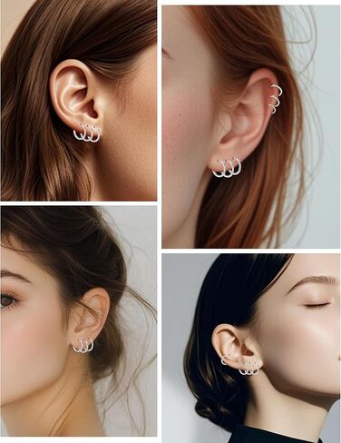5 Pairs Small Huggie Hoop Earrings for Women, Stainless Steel Lightweight Hypoallergenic Silver/Gold Earrings for Sensitive Ears, Stackable Cartilage Hoop, Minimalist Everyday Jewelry (6/8/10/12/14mm) in Saudi Arabia