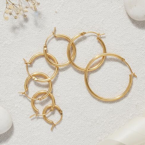 أقراط مطلية بالذهب عيار 14 قيراط للنساء أقراط دائرية مطلية بالذهب عيار 14 قيراط للنساء حلق أنيق للنساء حلق أنيق أنيق للنساء 12/14/16/18/20/25/30 مم in Kuwait