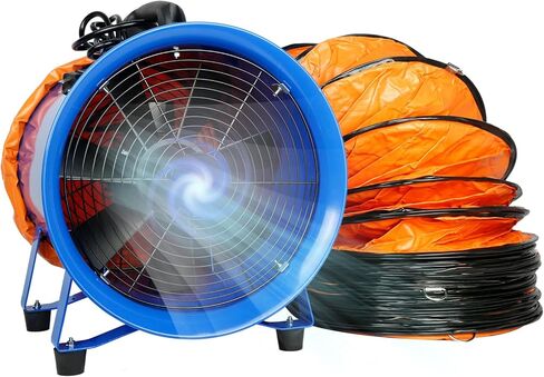 GORILLASPRO مروحة منفاخ محمولة 520 وات/12 بوصة مع قناة تهوية تلسكوبية بطول 33 قدمًا من البولي فينيل كلوريد مروحة عادم تهوية محمولة مروحة أسطوانية شديدة التحمل للمنزل ومكان العمل عادم الدخان والتهوية in Kuwait