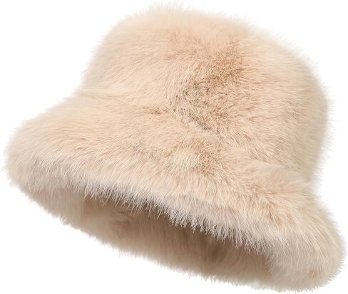 LA CARRIE Women's Faux Fur Hat and Bucket Hat Brown Winter Warm 2pc Set in Saudi Arabia