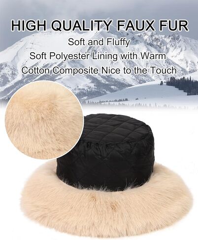 LA CARRIE Women's Faux Fur Hat and Bucket Hat Brown Winter Warm 2pc Set in Saudi Arabia