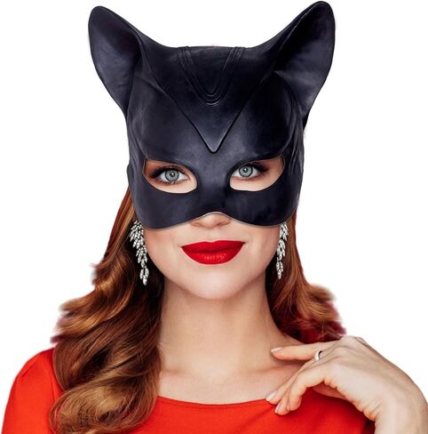 Cat Mask for Women, Women's Cat Half Face Masks for Halloween Masquerade Cosplay Party Props - Large in Saudi Arabia
