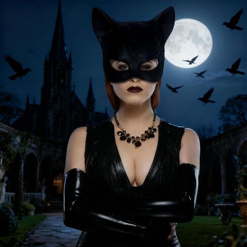 Cat Mask for Women, Women's Cat Half Face Masks for Halloween Masquerade Cosplay Party Props - Large in Saudi Arabia