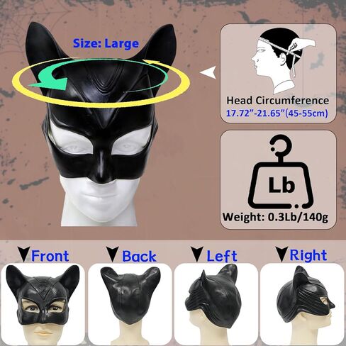 Cat Mask for Women, Women's Cat Half Face Masks for Halloween Masquerade Cosplay Party Props - Large in Saudi Arabia