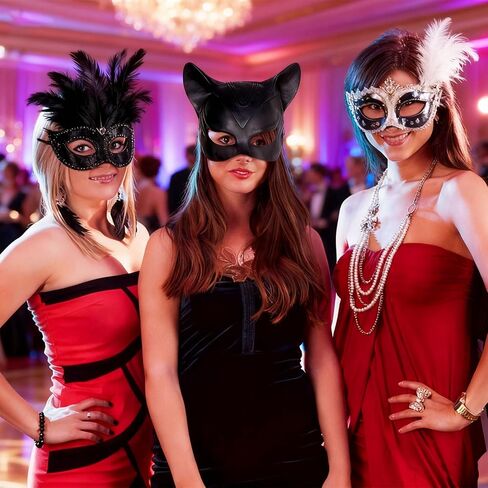 Cat Mask for Women, Women's Cat Half Face Masks for Halloween Masquerade Cosplay Party Props - Large in Saudi Arabia