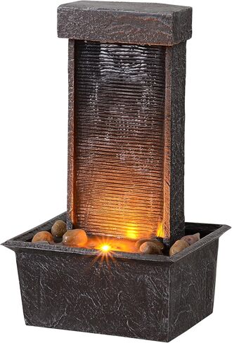 نافورة مياه على سطح الطاولة بإضاءة LED - ميزة شلال ديكور داخلي/خارجي مع أضواء مهدئة ومياه متدفقة للمنزل أو المكتب أو ديكور الحديقة in Kuwait