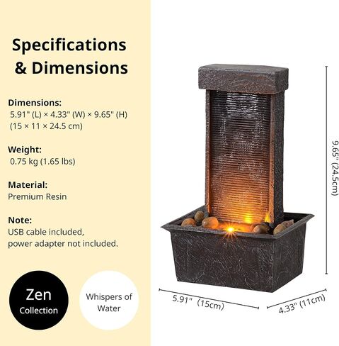 نافورة مياه على سطح الطاولة بإضاءة LED - ميزة شلال ديكور داخلي/خارجي مع أضواء مهدئة ومياه متدفقة للمنزل أو المكتب أو ديكور الحديقة in Kuwait