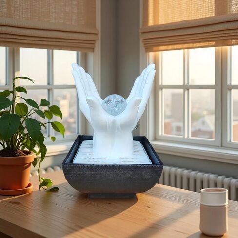 Indoor Water Fountain, Small Water Fountain Indoor, Indoor Water Feature with Desk Waterfall, Zen Table Top Fountains for Home Office Desk Decor, Mini Tabletop Fountains(White) in Saudi Arabia