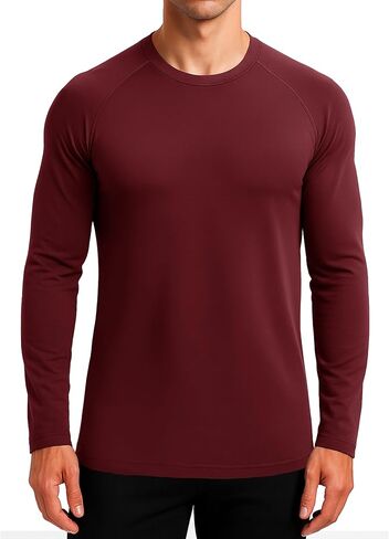 Mens Thermal Long Sleeve Shirt Base Layer Cold Weather Fleece Lined Underwear Tops Winter Undershirt in Saudi Arabia