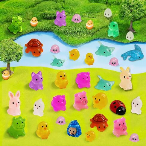 28PCS Miniature Animal Statue Sculptures - Cute Resin Figurines Set for Home Decor, Fairy Garden Display, and DIY Statues (Random Design) in Saudi Arabia